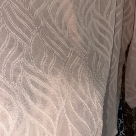 Baby Pink Cotton Soft Button Down Hi Lo Crystal Sequin Adorned Blouse - Picture 5 of 6